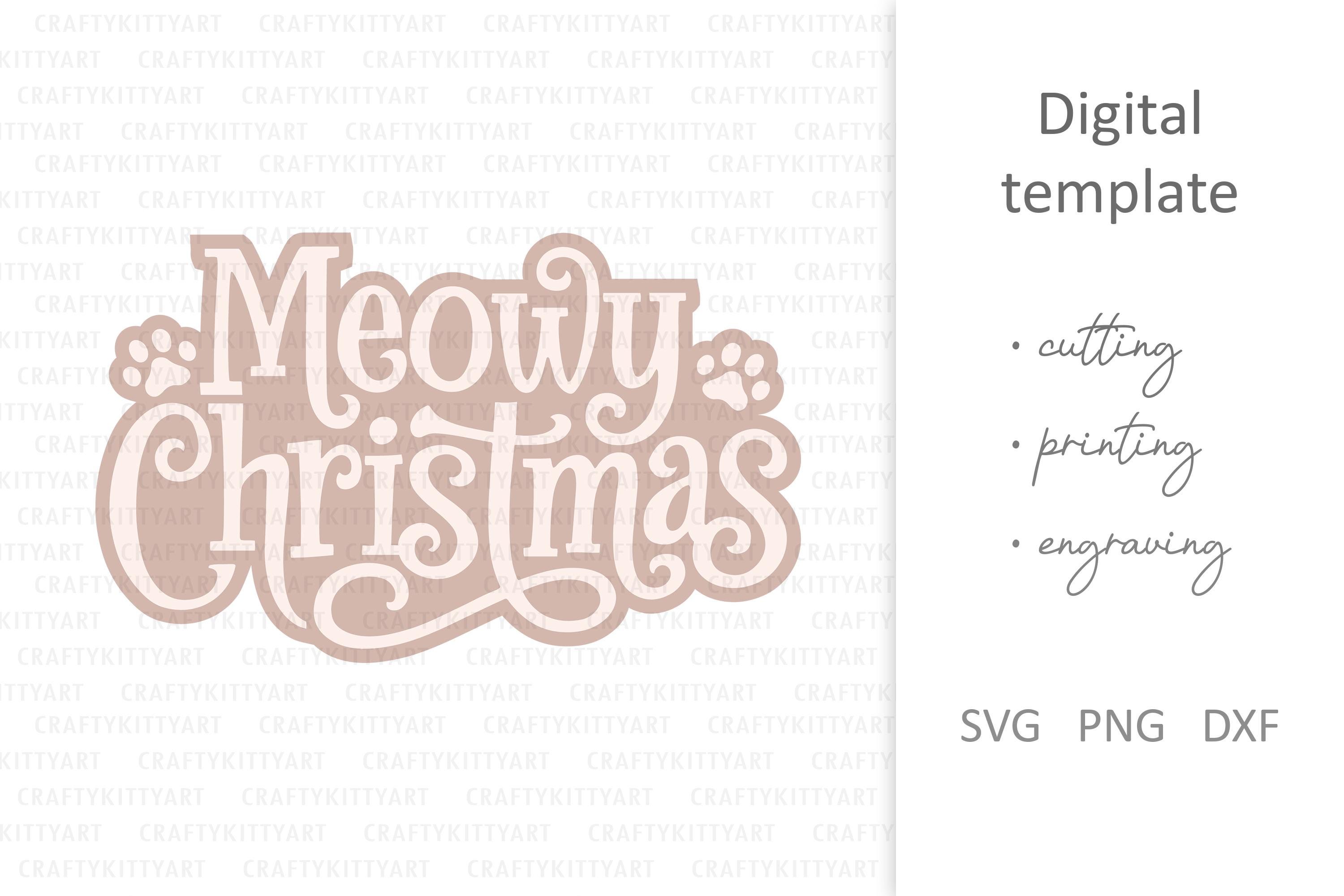 Meowy Christmas Svg. Digital SVG PNG DXF, Cricut Silhouette Cutting ...
