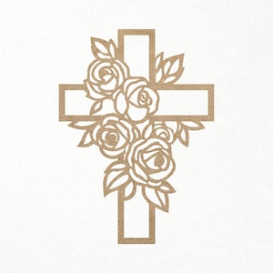 Kwiatowy krzyż laserowy Svg. Kwiatowy krzyż Svg. Krzyż chrześcijański Svg. Krucyfiks Svg. Cyfrowe pliki SVG PNG DXF do cięcia winylem/papierem/sklejką/laserem