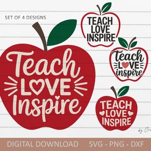 Leren liefde inspireren Svg. Digitale SVG PNG DXF-bestanden knippen, Cricut, silhouet, vinyl snijden. Waardering van de leraar / Terug naar school clipart