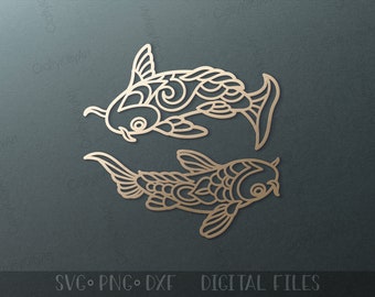 Koi Fish Svg. Koi Carp Svg. Digital SVG PNG DXF files for vinyl/paper/plywood/laser cutting. Wealth/Lucky/Romantic/Mandala/Decorative