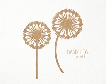 May include: Two brown paper cut-out dandelion designs with white centers. The text "DANDELION set of 2" is below the designs.