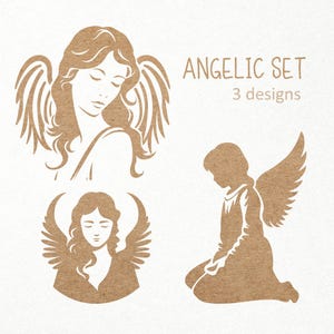 Engel geschnitten Datei. Heiliger Engel mit Flügeln. Digitale SVG PNG DXF Dateien für die Cricut Silhouette Ausschnitt Gravur.  Religiös / Glaube / Gebet