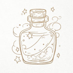 Magic bottle Svg. Potion bottle Svg. Digital SVG PNG DXF for Cricut/Silhouette cutting, laser engraving. Celestial / Mystical / Halloween