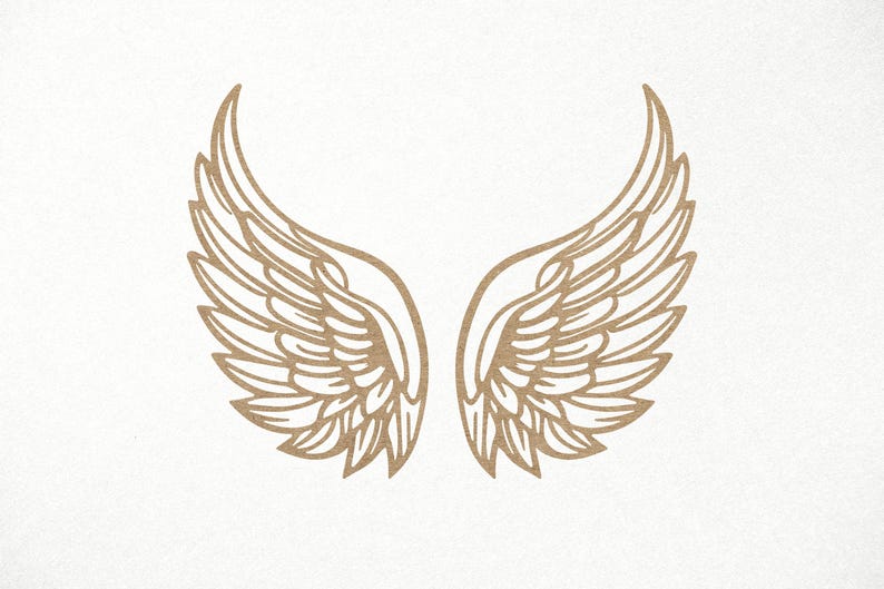 Puede incluir: Un par de alas de &aacute;ngel marrones con dise&ntilde;os detallados de plumas.