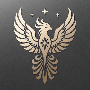 Phönix svg. Celestial magic Phoenix Vogel SVG Lasergravur Vorlage. Digitale SVG-PNG-DXF-Dateien für Cricut, Silhouette, Schneiden, Gravieren