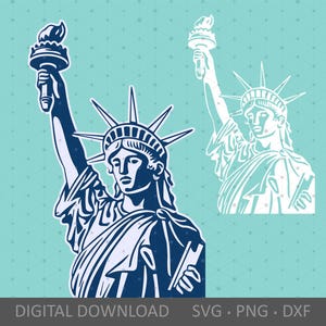 Estatua de la Libertad SVG. Archivos digitales SVG PNG DXF para grabado de corte Cricut Silhouette. Estados Unidos de América / 4 de julio / Patriótico