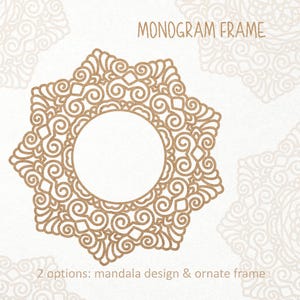 May include: A gold mandala design with a circular frame in the center. The mandala has a starburst shape with intricate details. The background is white.