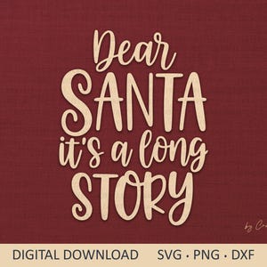 Beste kerstman, het is een lang verhaal Svg. Digitale SVG PNG DXF, Cricut silhouet snijden-bestanden. Leuke winterkerstcitaat voor shirt, sublimatie.