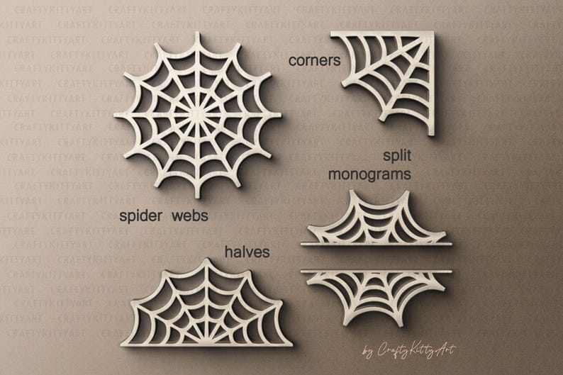 Spider Web Splitting Inhalf Spider Web Svg Bundle. Digital SVG PNG DXF Cut Files for Paper, Plywood ...