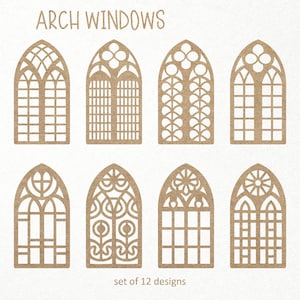 Gothic window Svg bundle. Church arch window Svg bundle. Cathedral windows. Digital SVG PNG DXF files for vinyl/paper/plywood/laser cutting.