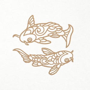 Pez koi Svg. Carpa koi Svg. Archivos digitales SVG PNG DXF para vinilo/papel/madera contrachapada/corte láser. Riqueza/Suerte/Romántico/Mandala/Decorativo