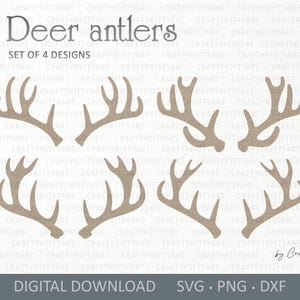 Hirschgeweihe SVG-Bundle. Wandkunst svg. Digitale SVG PNG DXF Dateien, Vinyl Papier Sperrholz Laserschnitt. Weihnachten / Rentier Hörner / Wildtiere