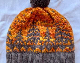 Pine trees hat, Wool hiking beanie