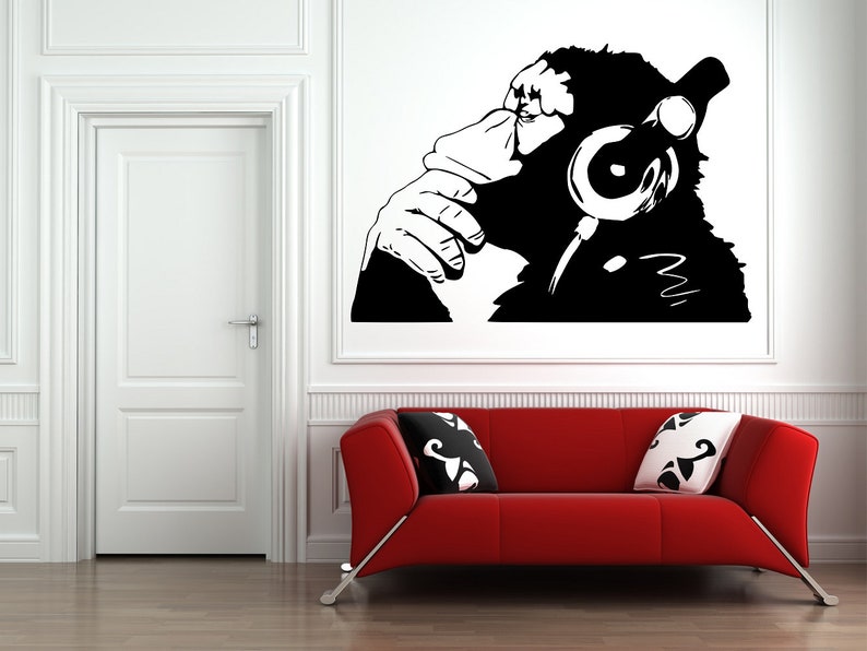 Banksy DJ Monkey Wall Art Vinyl Decal Sticker Stencil Home Etsy UK