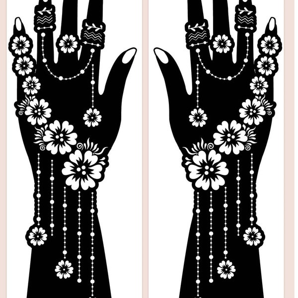 Henna Stencil Temporary Tattoo Hand Sticker Mehndi Body Art Template Eid Ramadan
