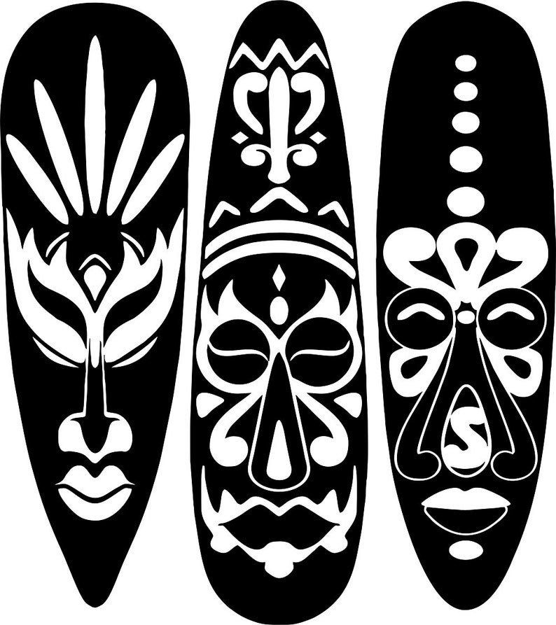 Ethnic African Masks Wall Art Vinyl Decal Sticker Stencil Etsy