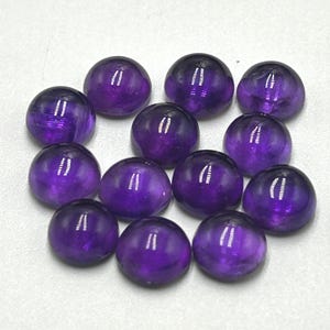 Natural Amethyst Cabochon 7mm Round – Wholesale Lot of 13pcs | Deep Purple Crystal, Flat Back Gemstones for Bezel Setting & Jewelry