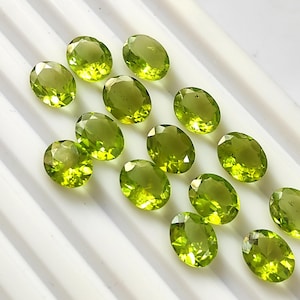 8x10mm Natural Peridot Oval Faceted Gemstones – 100% Genuine Green Peridot Loose Stones for Jewelry Making – High-Quality Wholesale Lot