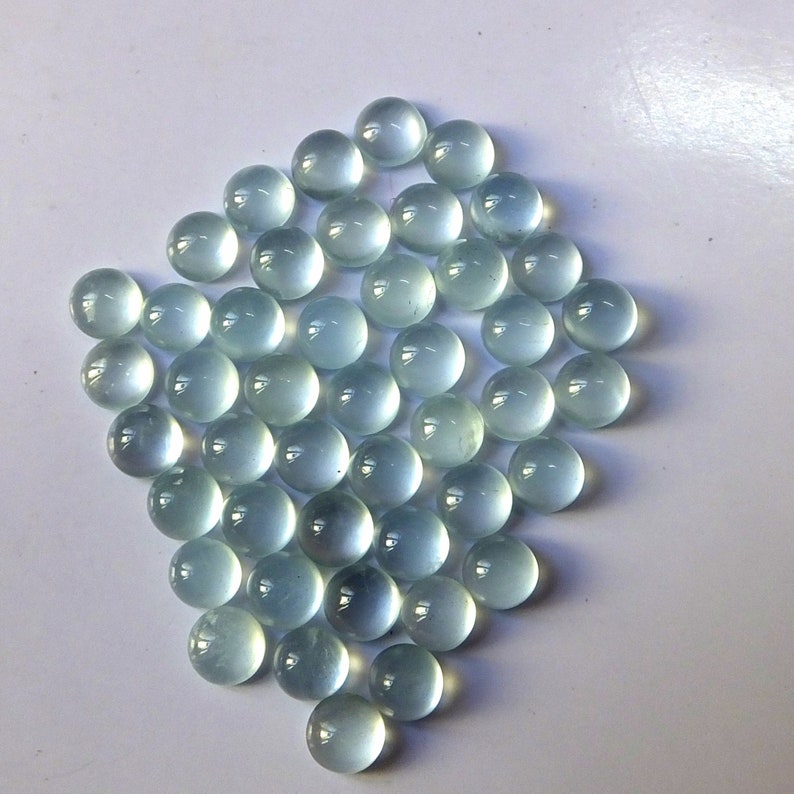 45 Pieces 4 MM Round Natural Aquamarine Blue color cabochon Untreated Loose gemstone calibrated wholesale lot