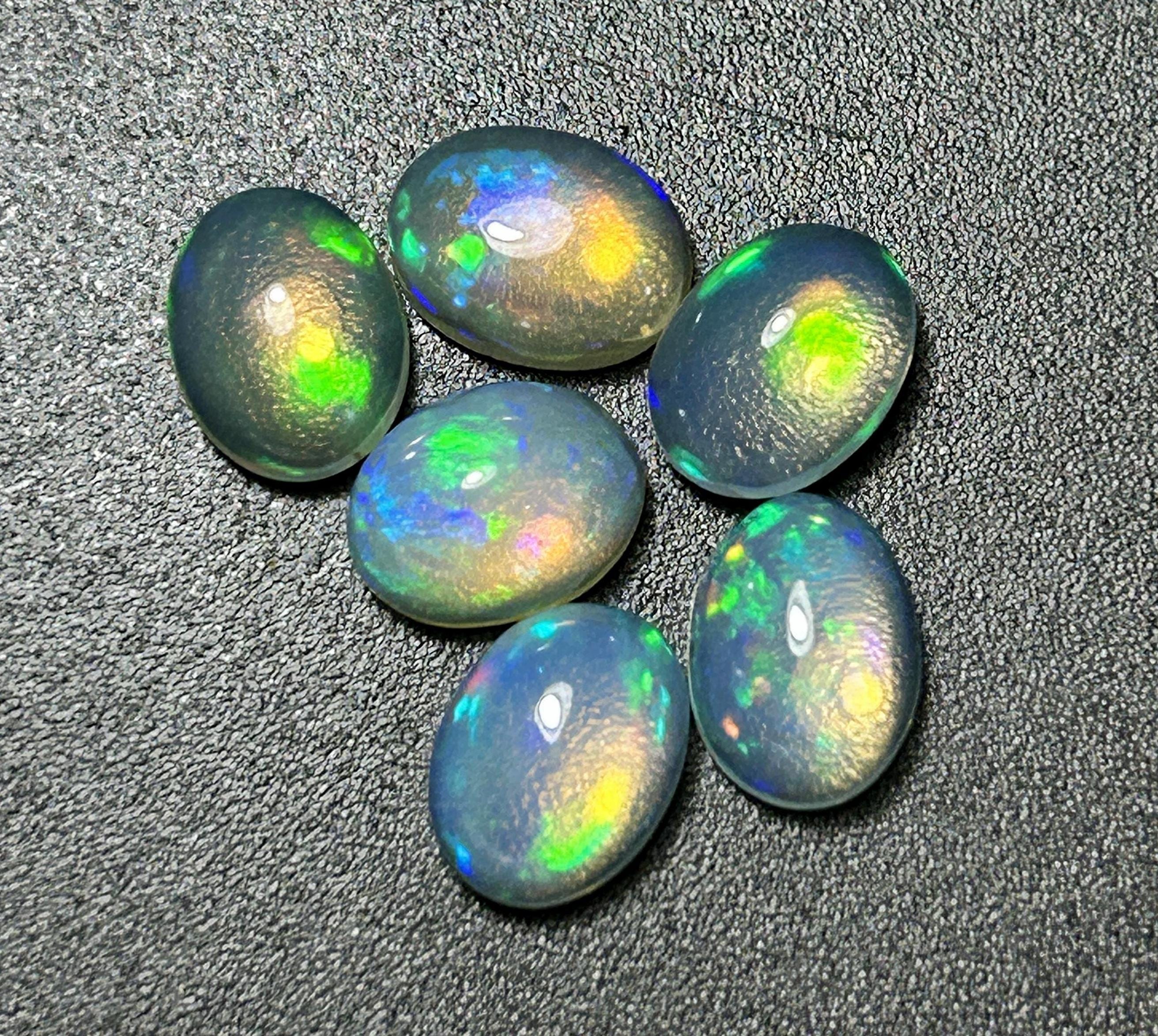 天然エチオピアオパール | 6 個セット 派手なファイヤーオーバル