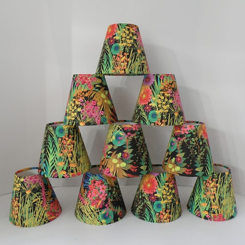 Bespoke Candle Clip Lampshade Liberty of London Tresco Neon Fabric