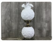 vintage milkglass table lamp floral Fenton Poppy desk lamp excellent condition,vintage lighting,vintage desk lamp,milkglass lamp,