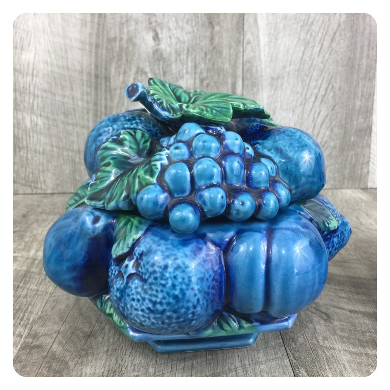 Indigo blue cobalt blue Majolica Blue Mood Indigo covered bowl and soup bowl set,country cottage,nautical decor,cottage decor