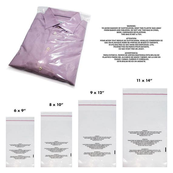 11x14 Suffocation Warning Clear Poly Bags