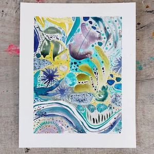 I segreti dietro la cascata - Pittura astratta, Arte originale, Arte astratta, Fiori astratti