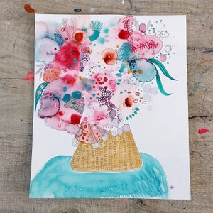 Christian Slater mi ha dato dei fiori - Pittura astratta, Arte originale, Arte astratta, Fiori astratti