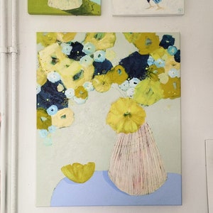 Anthony Hopkins Gave Me Flowers -  24 x 20 inch Original Flower Painting, Abstract Flowers