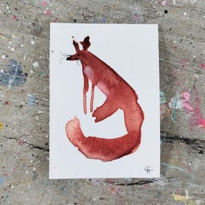 Mini Mini #7 - ACEO Fox, Arte original, Zorro abstracto, ACEO, Zorros, Arte