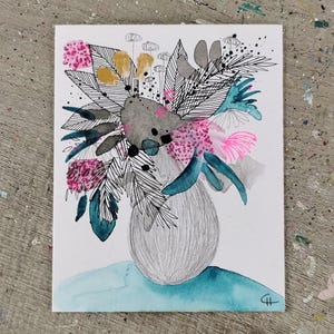 Mini #39 - Pittura astratta, Arte originale, Arte astratta, Fiori astratti, Natura morta astratta, Arte floreale
