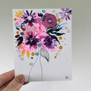 Mini #31 - Pittura astratta, Arte originale, Arte astratta, Fiori astratti, Natura morta astratta, Arte floreale