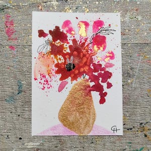 Mini Mini # 2 - ACEO, Abstrakte ACEO, Florale ACEO, Originalkunstwerk, abstrakte Kunst, abstrakte Blume