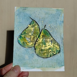 Mini #59 - Dipinto astratto, Arte originale, Arte astratta, Frutta astratta, Pera astratta, Arte della pera