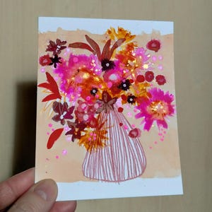 Mini #62 - Pittura astratta, Arte originale, Arte astratta, Fiori astratti, Natura morta astratta, Arte floreale
