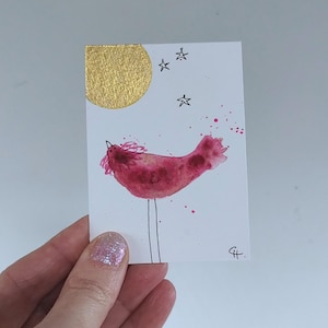 Mini Mini #6 - ACEO Chicken, Arte original, Pollo abstracto, ACEO, Pollo, Arte