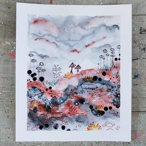 E le piante raccontarono all'erba, e l'erba raccontò alle rocce - Pittura astratta, Arte astratta, Paesaggio astratto, Paesaggio acquerello