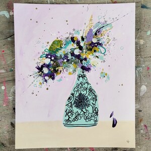 Dave Franco mi ha dato dei fiori - Dipinto astratto, Arte originale, Arte astratta, Fiori astratti