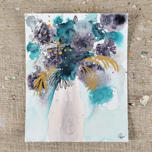 Mini #41 - Pittura astratta, Arte originale, Arte astratta, Fiori astratti, Natura morta astratta, Arte floreale