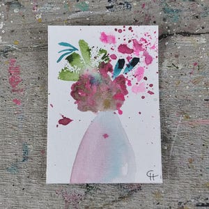 Mini Mini #3 - ACEO, ACEO abstracto, ACEO floral, arte original, arte abstracto, flor abstracta