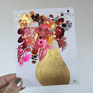 Mini #33 - Pittura astratta, Arte originale, Arte astratta, Fiori astratti, Natura morta astratta, Arte floreale