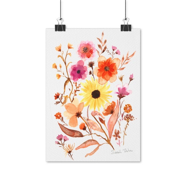 Impression d'art Aquarelle Bouquet " Printemps en fleurs"