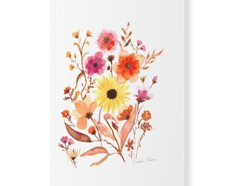 Carnet Journal : Aquarelle bouquet floral