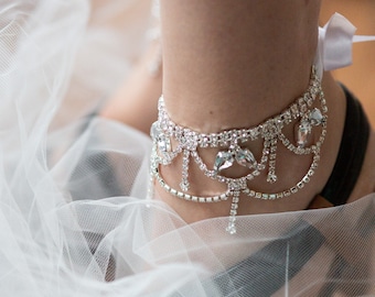 Crystal Ankle Bracelets Beach Wedding Foot Jewelry, India Bridal Anklets, Boho Barefoot Sandals, Barefeet Jewelry