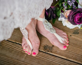 Barefoot Sandals Wedding Shoes, Boho Rose Gold Barefoot Sandals, Bridesmaid Anklet Foot Jewelry, Boho Wedding Shoes- Hindu Jewelry