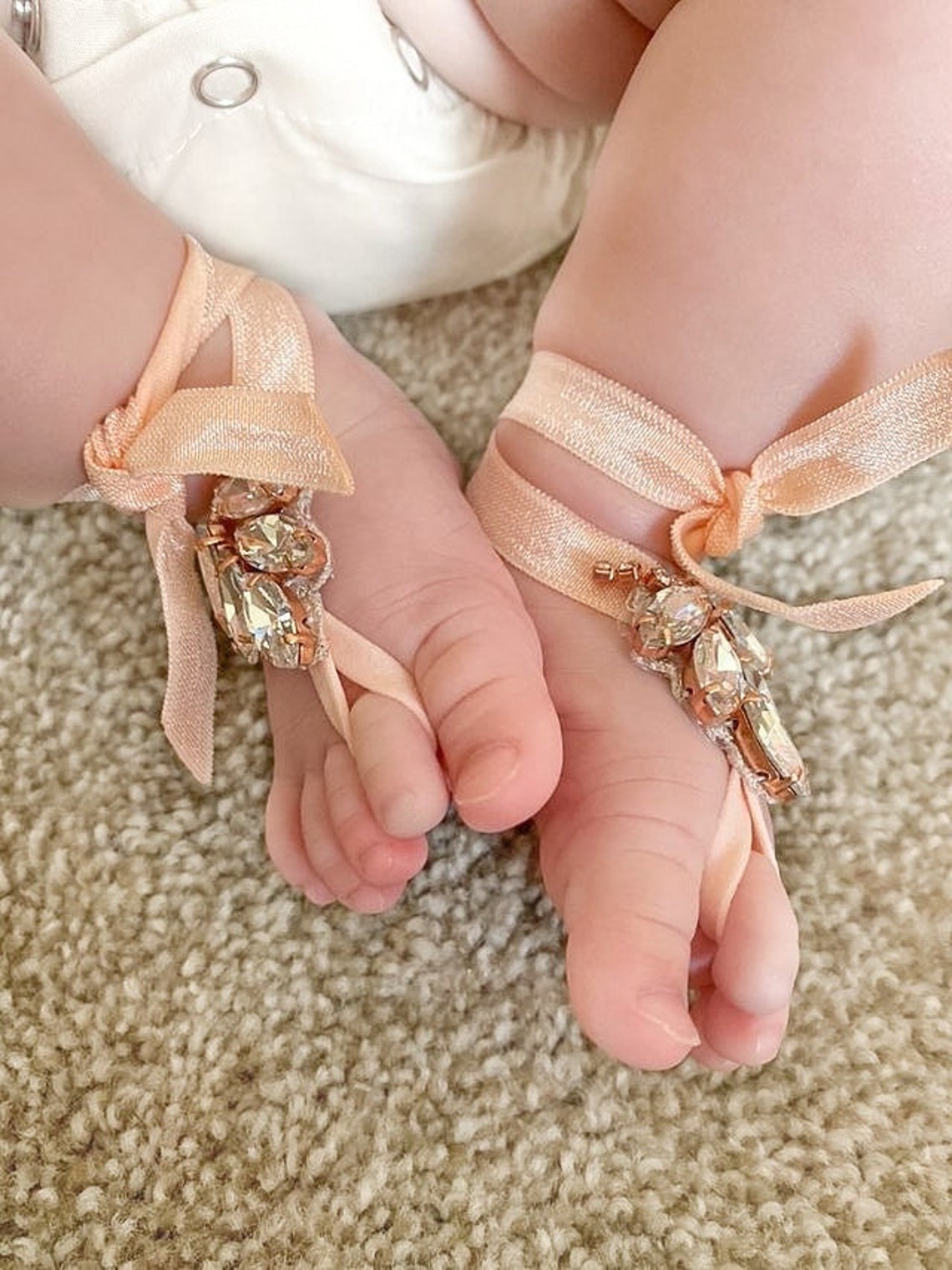Baby Girl Barefoot Sandals Crystal Barefoot Sandals for Boho Etsy