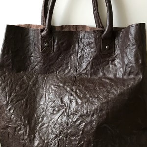 Leather Shoulder Tote Bag 47 X 55 cm, Brown Leather Oversize Strong Shopper,  Weekend Large 21.6 X 18,5 inches Tote Bag, Birthday Gift Idea