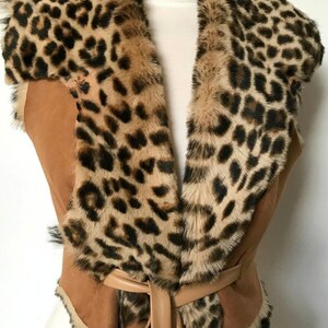 Leopard Print Toscana Lambskin Vest: Reversible Sheepskin Gilet 